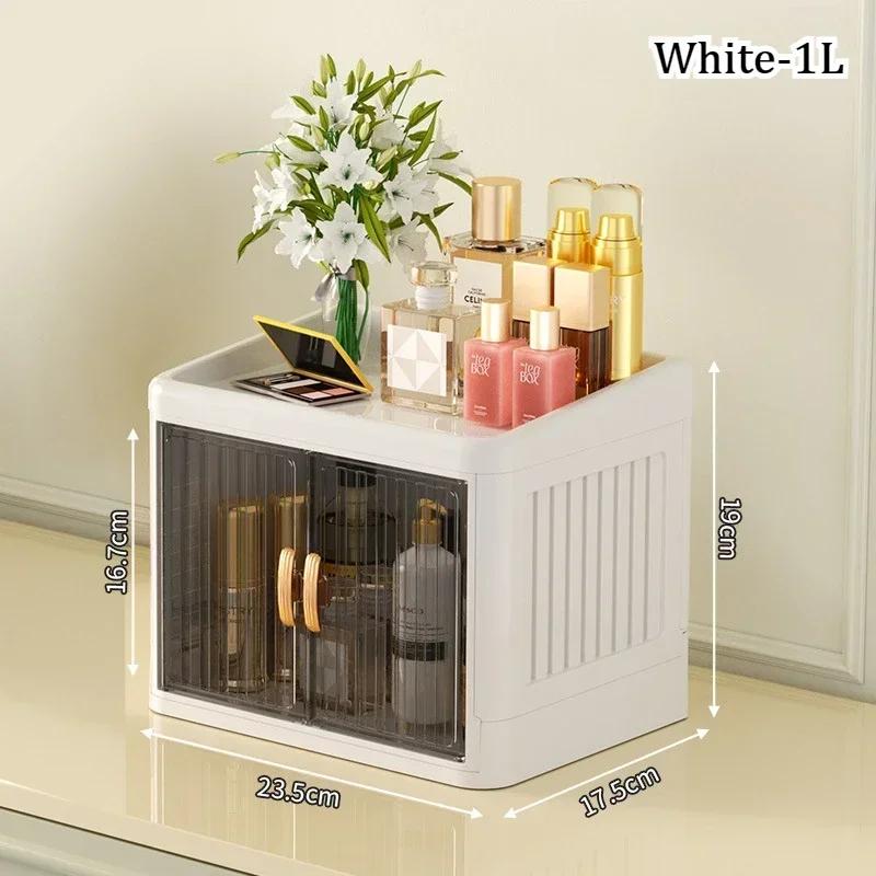 

Foldable Storage Boxes Cosmetics Household Multi Layer Shelves Double Door Acrylic Storage Rack Floor Type Simple Storage Rack