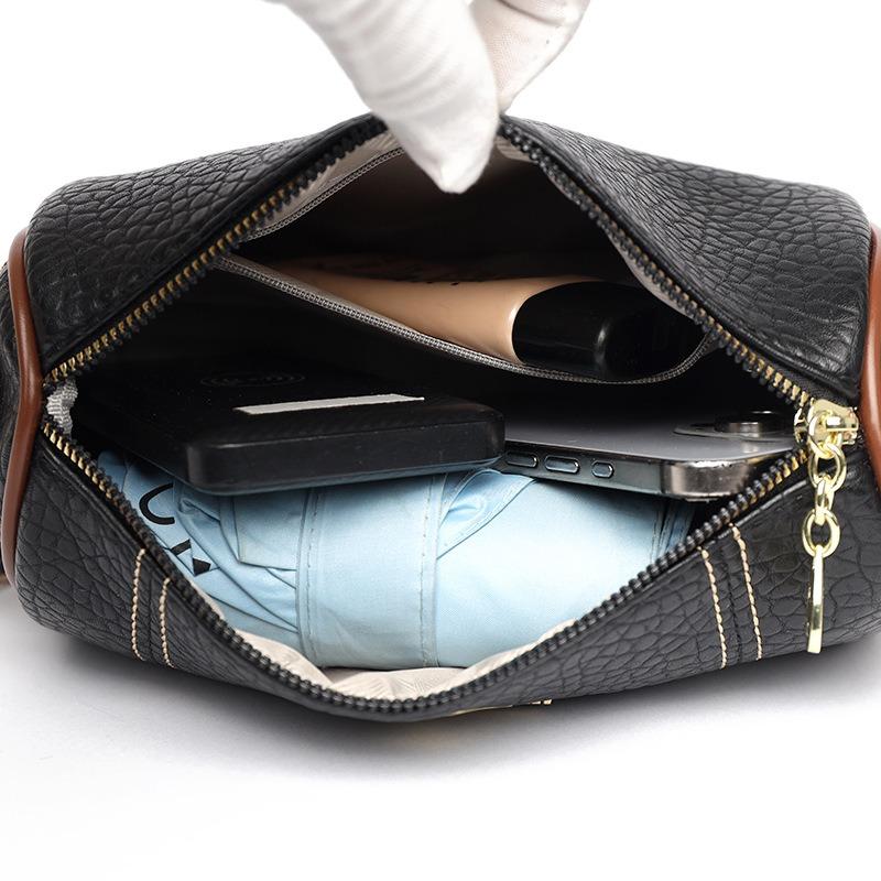 Damenhandtasche aus weichem Leder, breiter Schultergurt, zylindrische Tasche, neues Temperament, modisch, großes Fassungsvermögen, einzelne Schulter, Crossbody-Kissen-Tasche