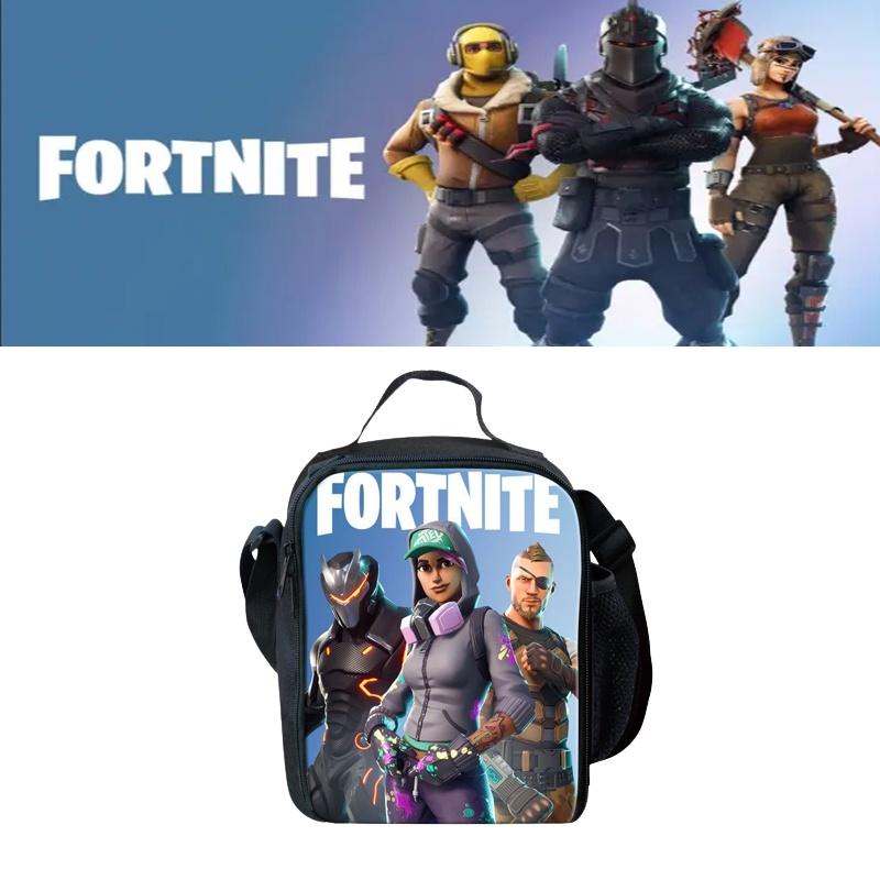 Borsa termica per il pranzo Fortnite per studenti, picnic all'aperto, tracolla regolabile, cerniere lisce incluse