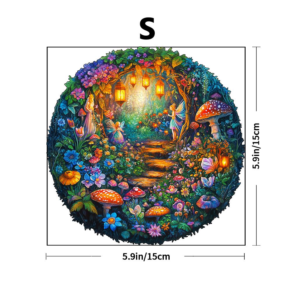 Wooden Puzzles For Adults - Magic Mushroom Puzzle, Unique Shape Puzzle, Flat Puzzle With 3D Visual Effect, Mystery Forest Wooden