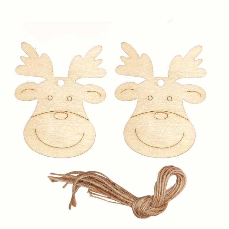 20pcs Wooden Deer Pendant Decorations, Christmas Decorations, Party Favors, DIY Crafts, Holiday Decorations