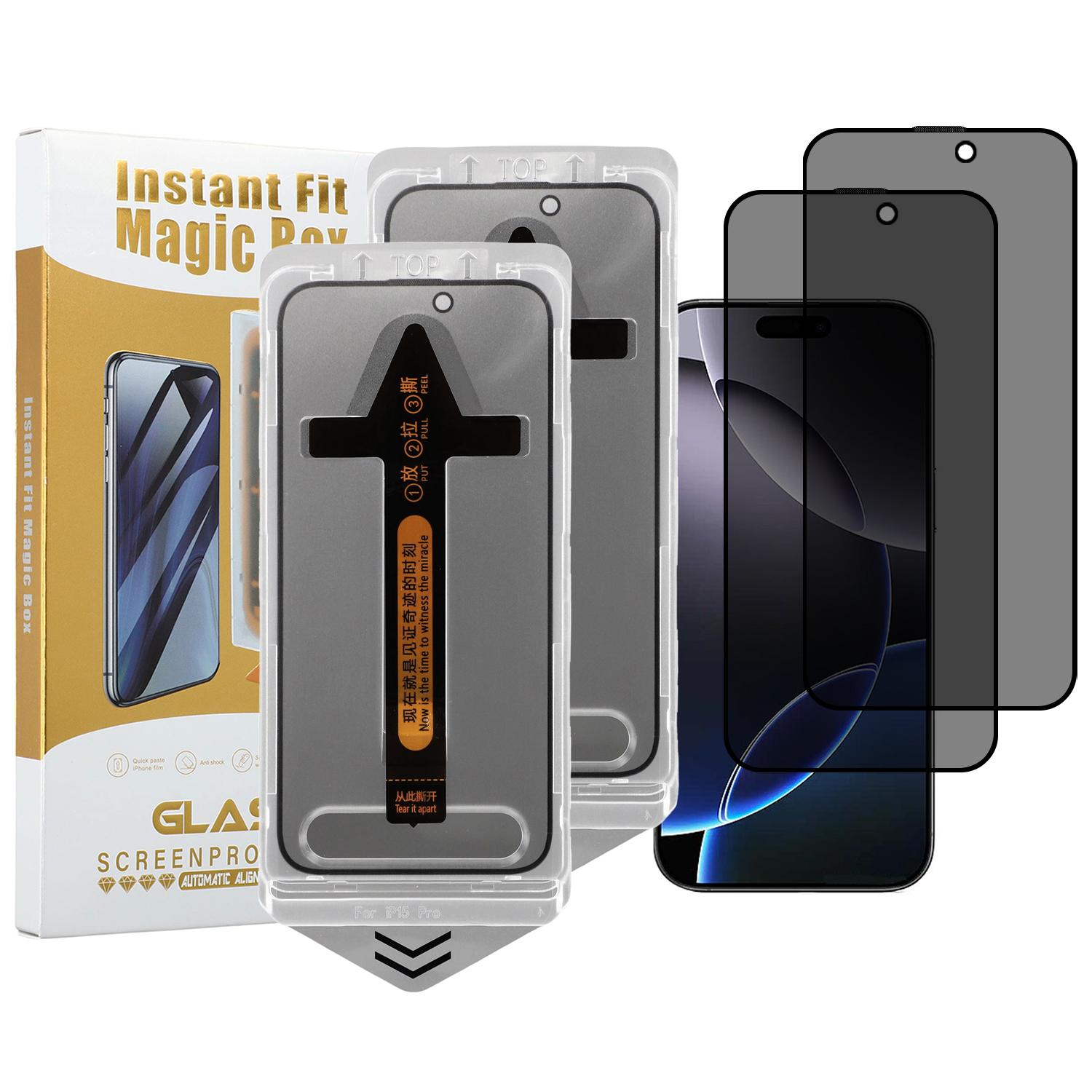 

2Pcs For iPhone 16 Pro Max Screen Protector Anti Spy High Aluminium Silicon Glass with Dust Removal Tool Type A