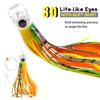 4Pcs 68g/107g Fishing Lures Saltwater Trolling Lures Rigged Squid Skirt with Leader Line Shark Hooks for Marlin Tuna Wahoo