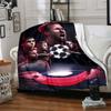 Football Team Star Player Collage Champions League Print Flannel Blanket Dark Background Soft Throw Blanket Soccer Fan Man Cave Decor