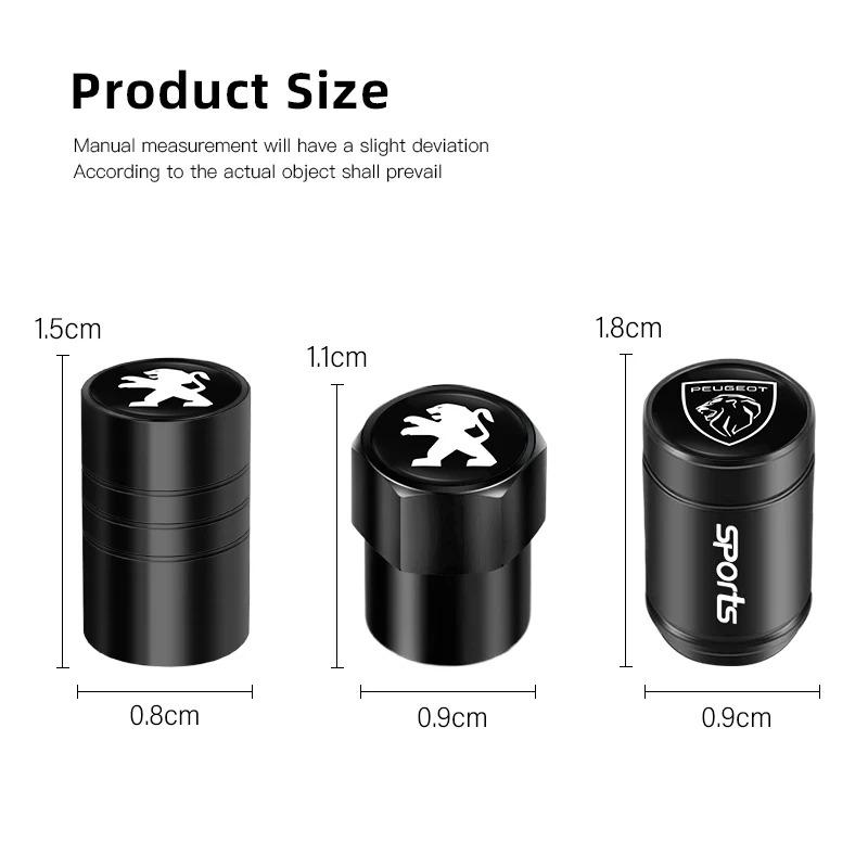 4PCS Aluminum Alloy Car Tire Valve Stem Caps For Peugeot 206 207 307 308 408 508 2008 3008 5008 Wheel Dustproof Decor Covers