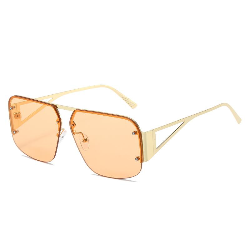 2023 Hot Fashion Pilot Sunglasses, European And American Retro Curtain Half-Frame Versatile Square Sunglasses