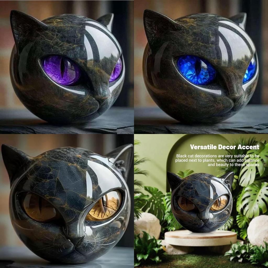 Creative Stone Patterned Cat Resin Ornaments For Party Decor And Giftgiving