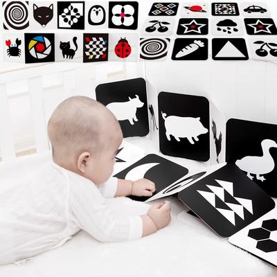 Schwarz-Weiß-Karten Hoher Kontrast Baby Spielzeug 0-36 Monate Neugeborene Visuelle Stimulation Gehirnentwicklung Lernen Lernkarten