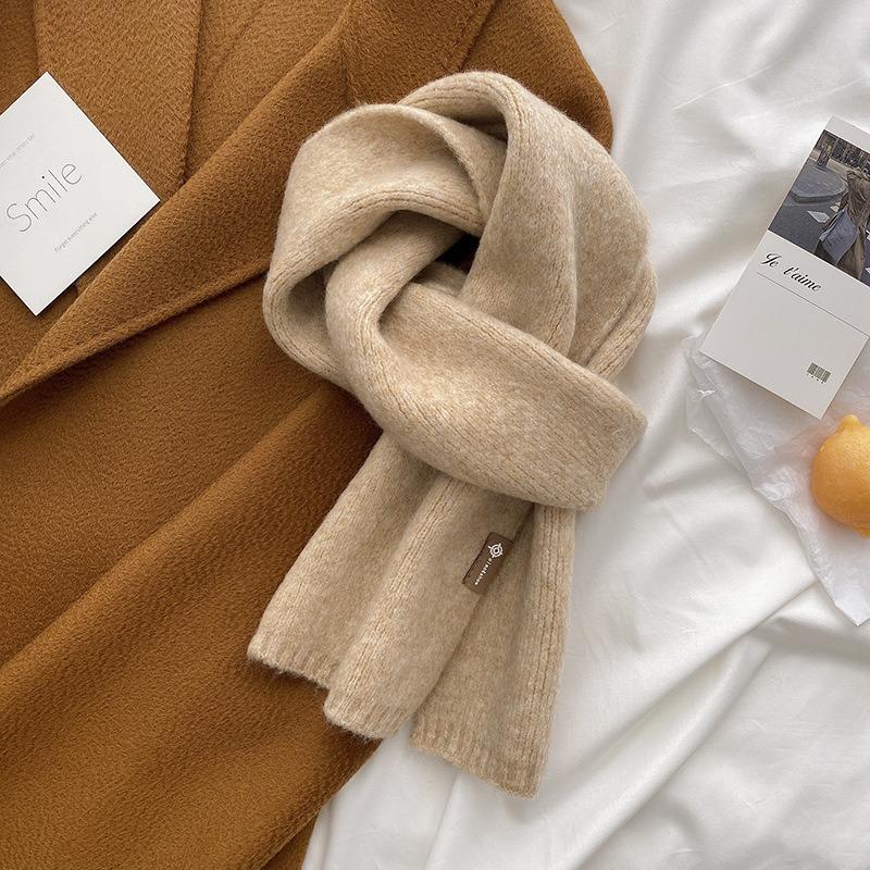 Neutral wind versatile scarf soft waxy knitted 20 sheep wool warm couple scarf student girl