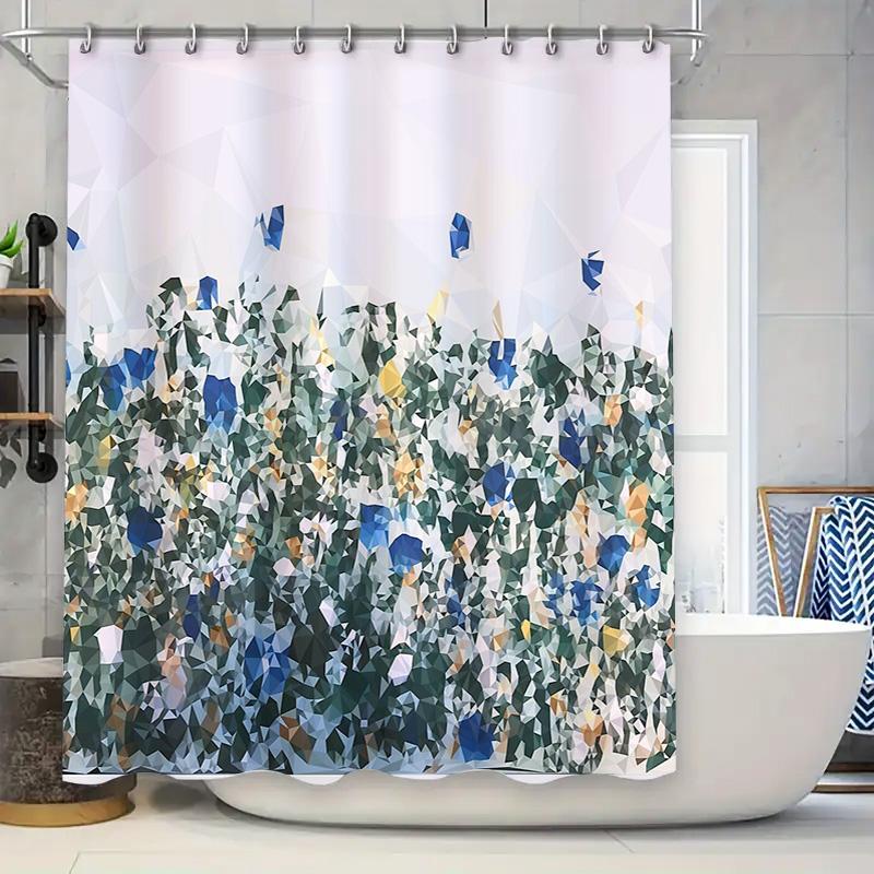 Геометрическая Сине-Бирюзовая Абстрактная Занавеска для Душа Современный Декор Ванной Комнаты Водонепроницаемая Ткань Комплект Вкладышей 90x180cm
