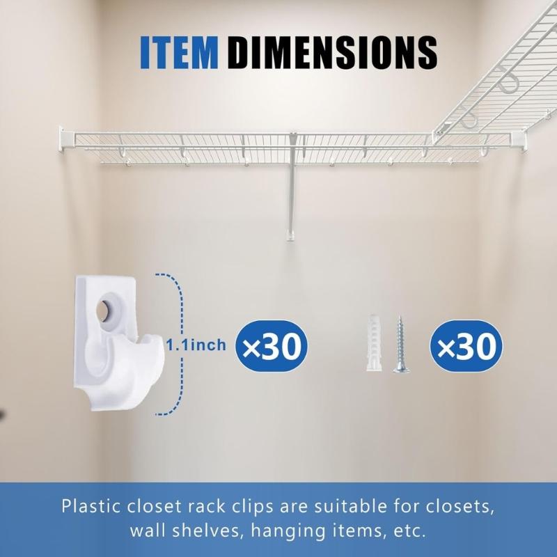 Complete Shelf Clip Set with Metal Screws & Anchors Fastener Clip Pack of 20 for Strong Wall Fixing & Shelf Support