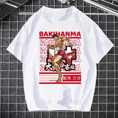 Fighter Anime Baki T Shirts Print O-Neck Short Sleeve  Unisexs Yujiro Hanma Grappler Fighting T Shirt Hip-Hop Heigh Quality  Unisex Shirt