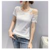 Summer New Design Sexy Fashion Top Small Shirt Off-Shoulder Hot Diamond Hollow Short Sleeve T-Shirt Women