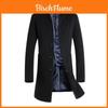 Luxuriöser Herren Winter Formeller Trenchcoat Zweireihig Lange Wolljacke Oberbekleidung