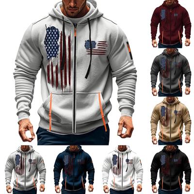 Men's Sports Casual Hoodie Hoodie Cardigan Zipper Multi-pocket Hoodie Coat