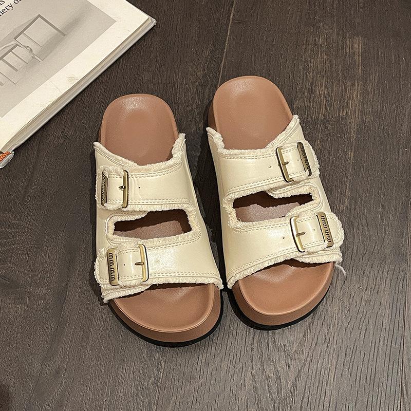 

Премиальные универсальные шлепанцы на платформе женские летние новые повседневные пляжные прохладные шлепанцы 40