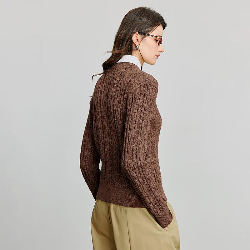 Damen Retro Zopfmuster Faux Zweiteiler Polo Pullover