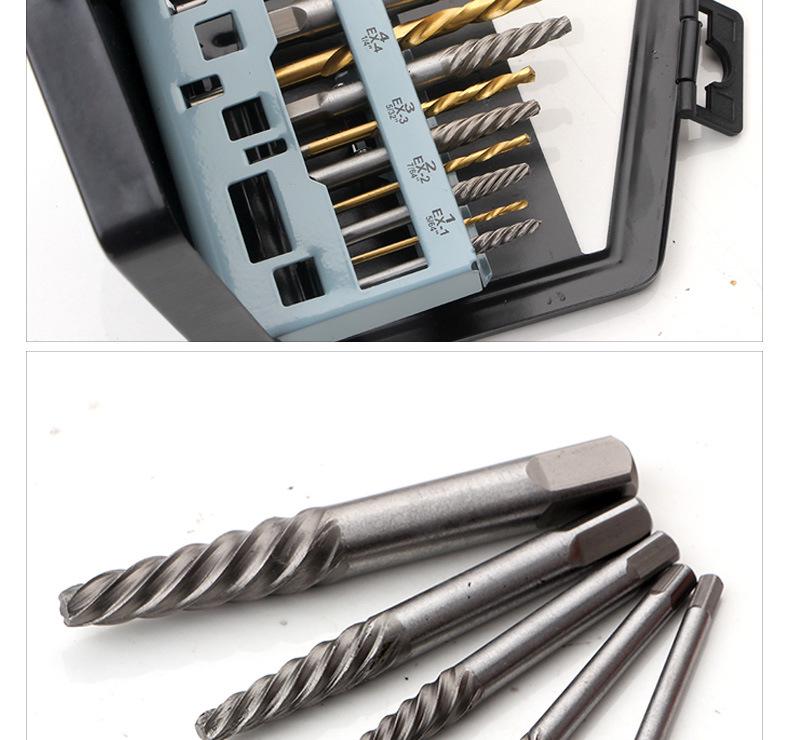 10-Piece Screw Extractor Set with Iron Box for Bolt Removal