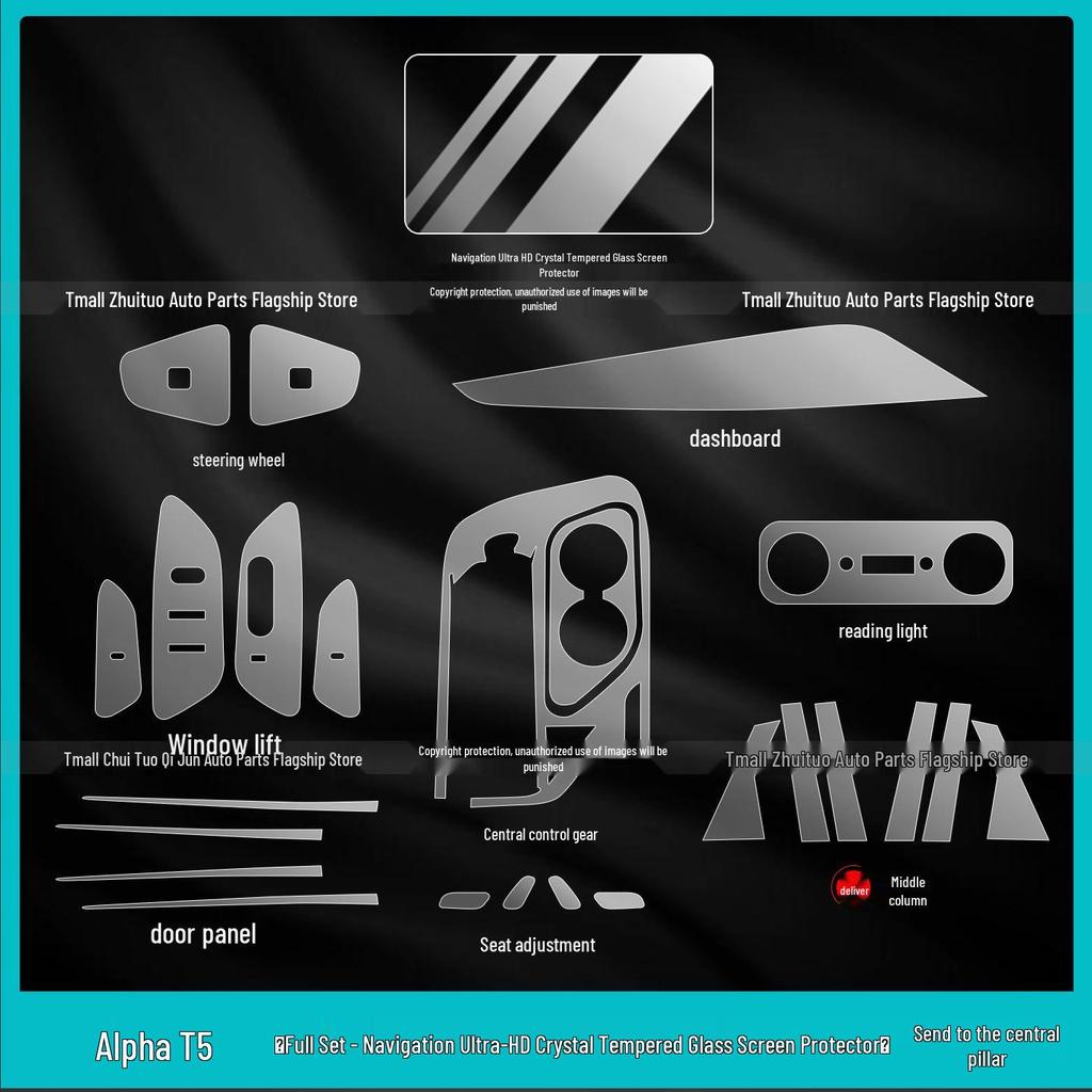 ARCFOX Alpha T5 Window Lifter Panel & Control Screen Protection Film Accessories