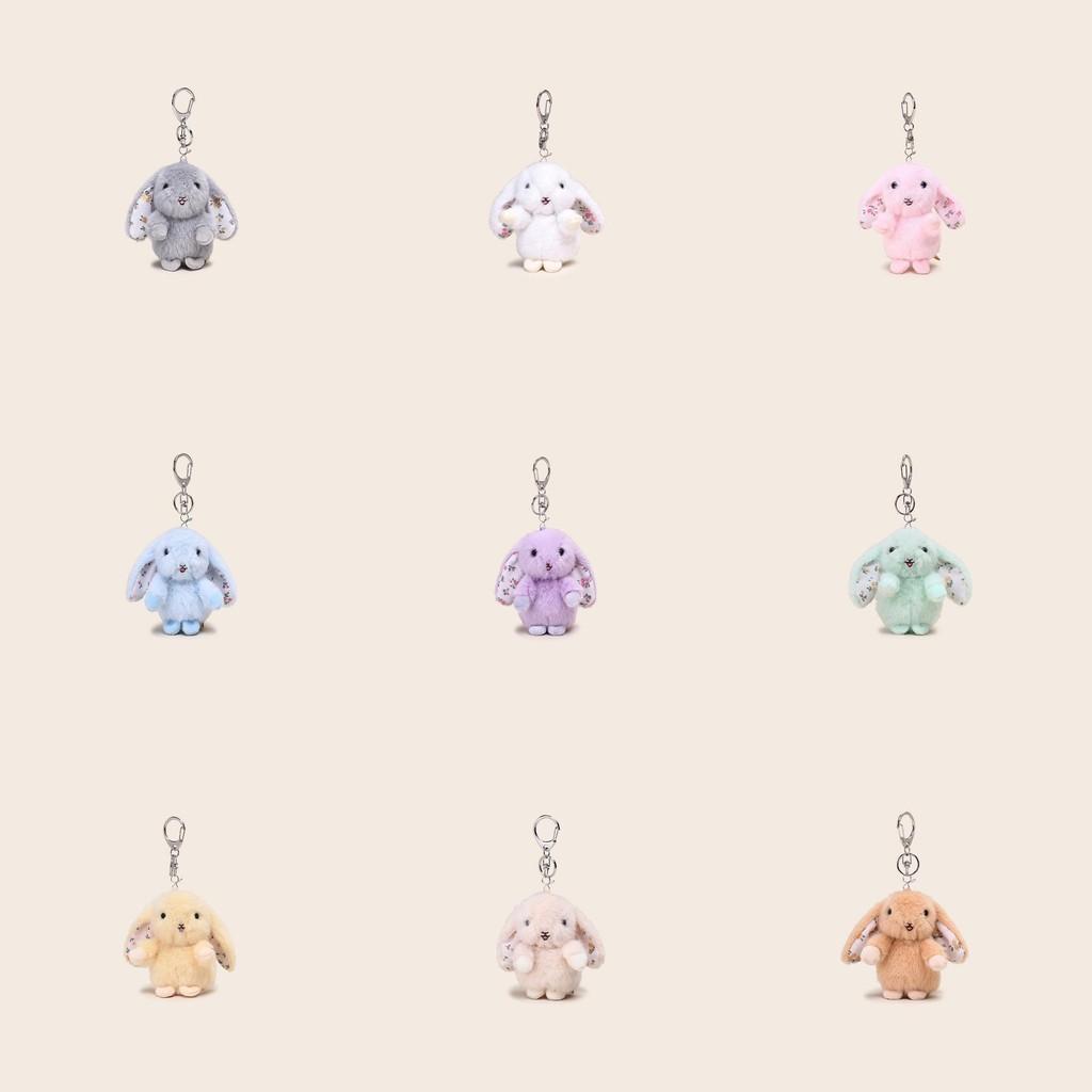 Flower Ear Print Rabbit Plush Keychain Animal Backpack Pendant Cartoon Gift Kids