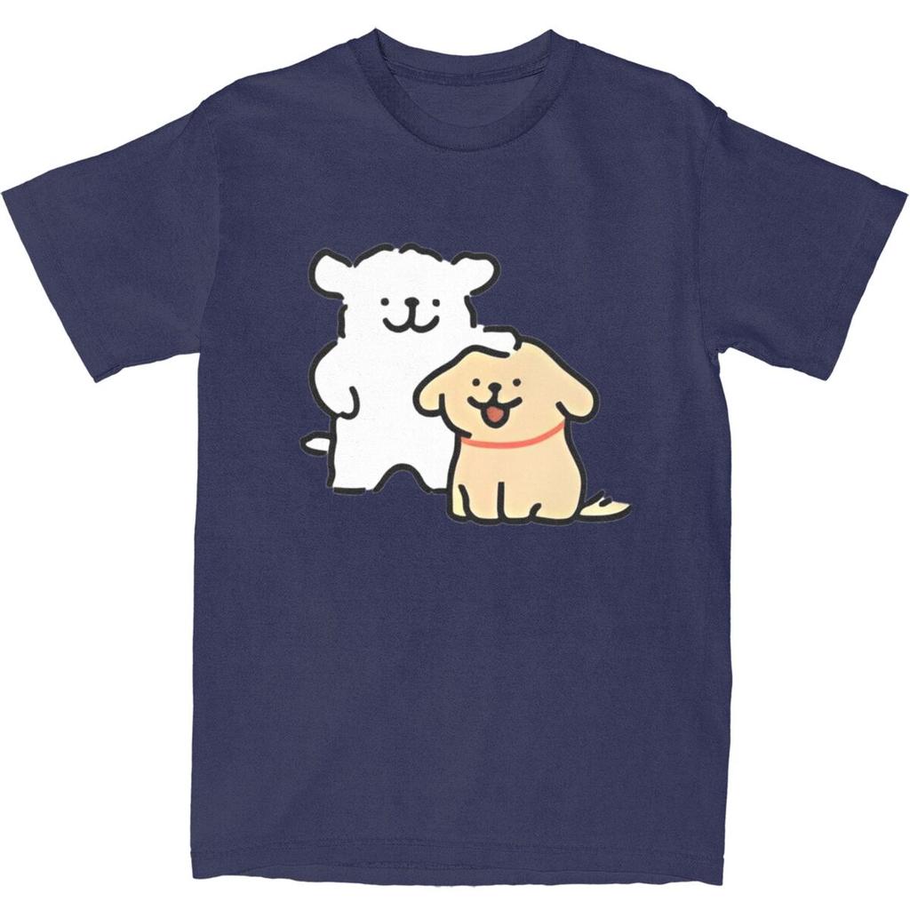 MINISO Cute Line Puppies Maltese Golden Retriever TShirt Short Sleeve Streetwear Tops Beach Cotton Breathable S3XL Clothing