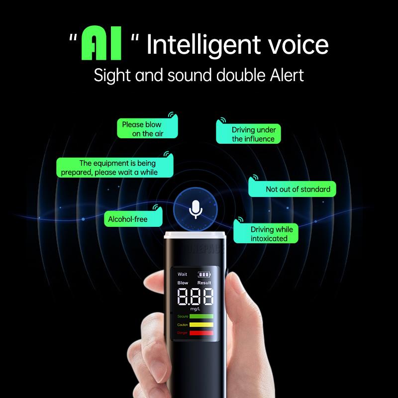 Electronic Breathalyzer Breath Alcohol Detector Portable Professional High Sensitivity Type-c Charging Drunk Driving Car Tester