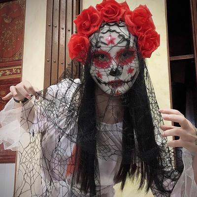 Maschera Cosplay di Halloween Pizzo Elegante Gotica Accessorio Fotografico Maschera per Feste da Ballo