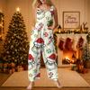 Damen Casual Ärmelloser Baumwoll-Jumpsuit mit Weihnachtsdruck für Feiertagsfeiern
