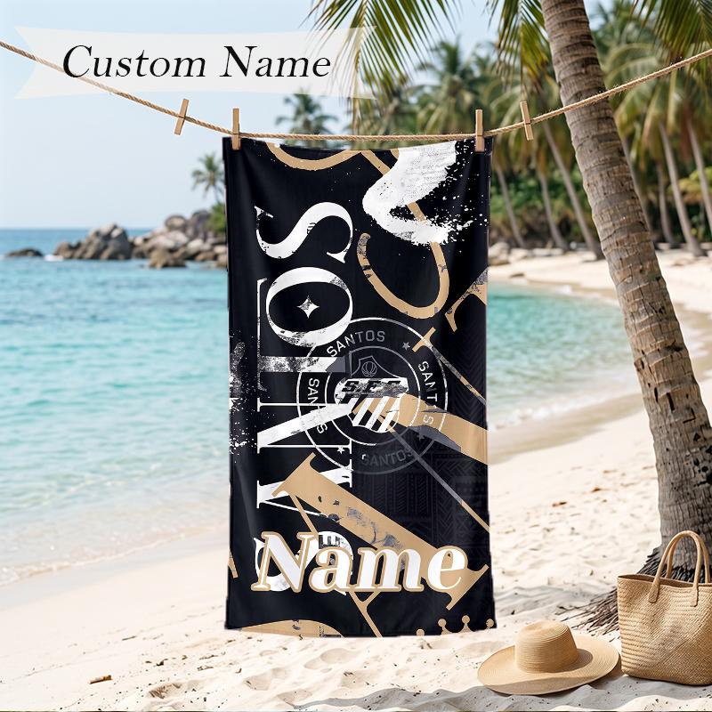 SANTOS Custom Name Printed Beach Towel Personalized Soft Towel For Swimming Beach Travel
