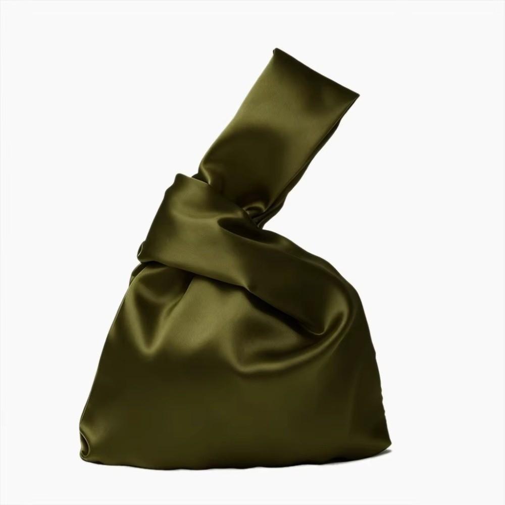 Elegant Silk Satin Wrist Bag Portable Knot Tote Soft Mini Tote Party Occasion
