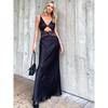 European and American Women Clothes Sling Long Dress Low Cut Sexy Hollow High Waist Slim Fit Backless Dress
