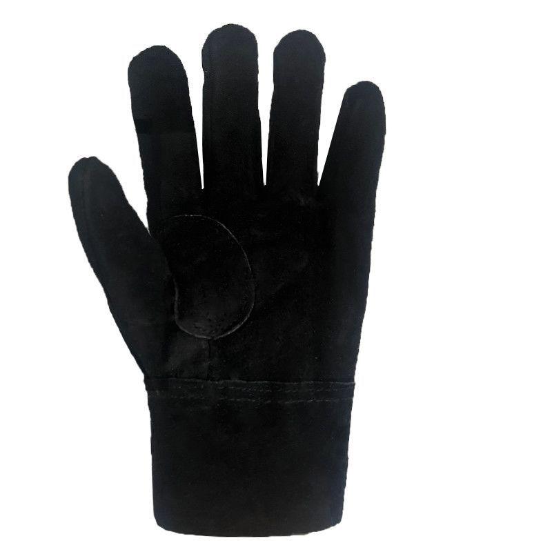 Guantes de Soldadura Aislantes de Cuero de Vaca Anti-Pinchazos Anti-Quemaduras Resistentes al Calor con Dedos Divididos
