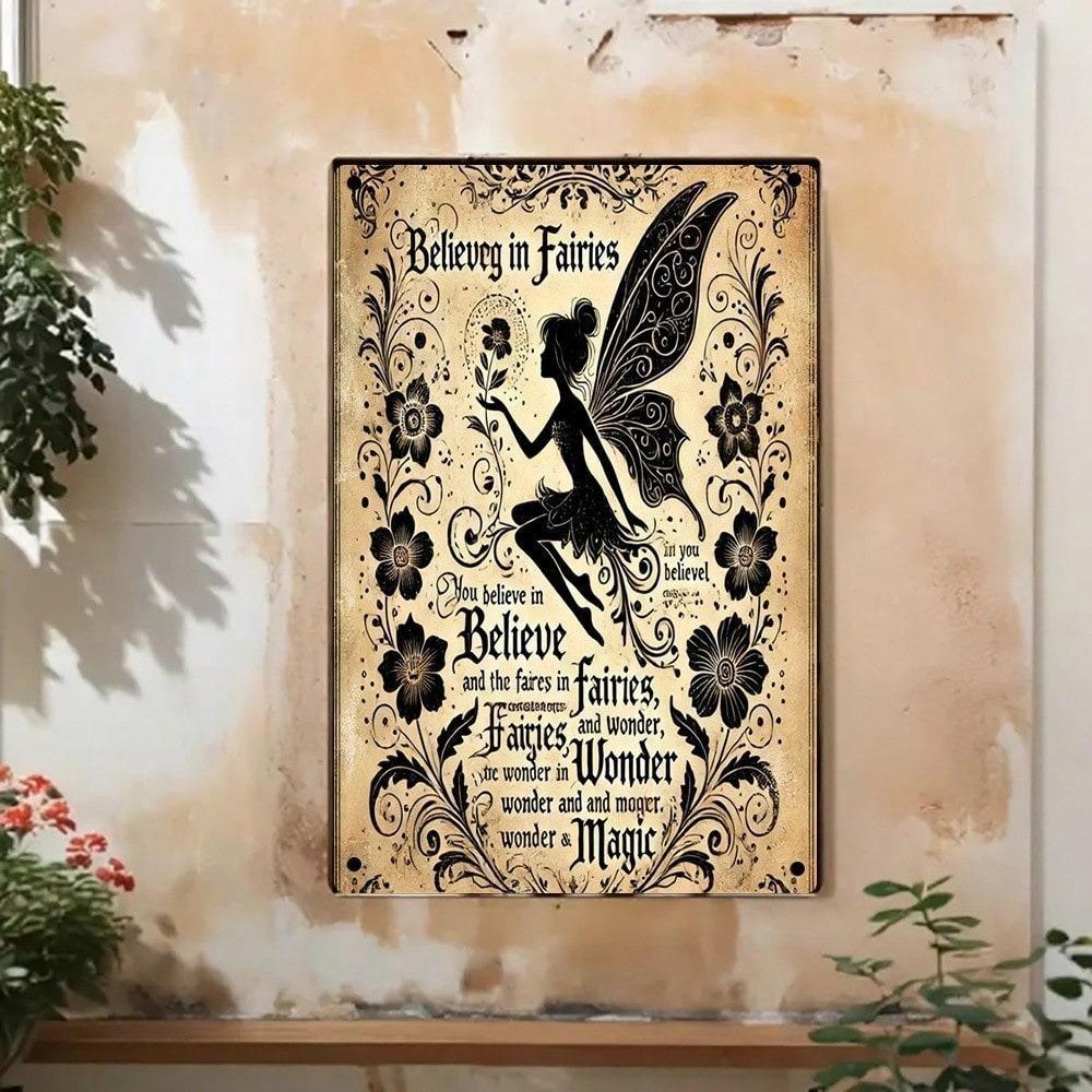 Vintage Fairy Metal Tin Sign Wall Art 8x12 Rustic Iron Decor Home Pub Bar Garden