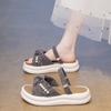 Bow one-word drag versatile new pearl fairy Internet celebrity style summer women thick-soled cool slippers shoes 2025 outer wear