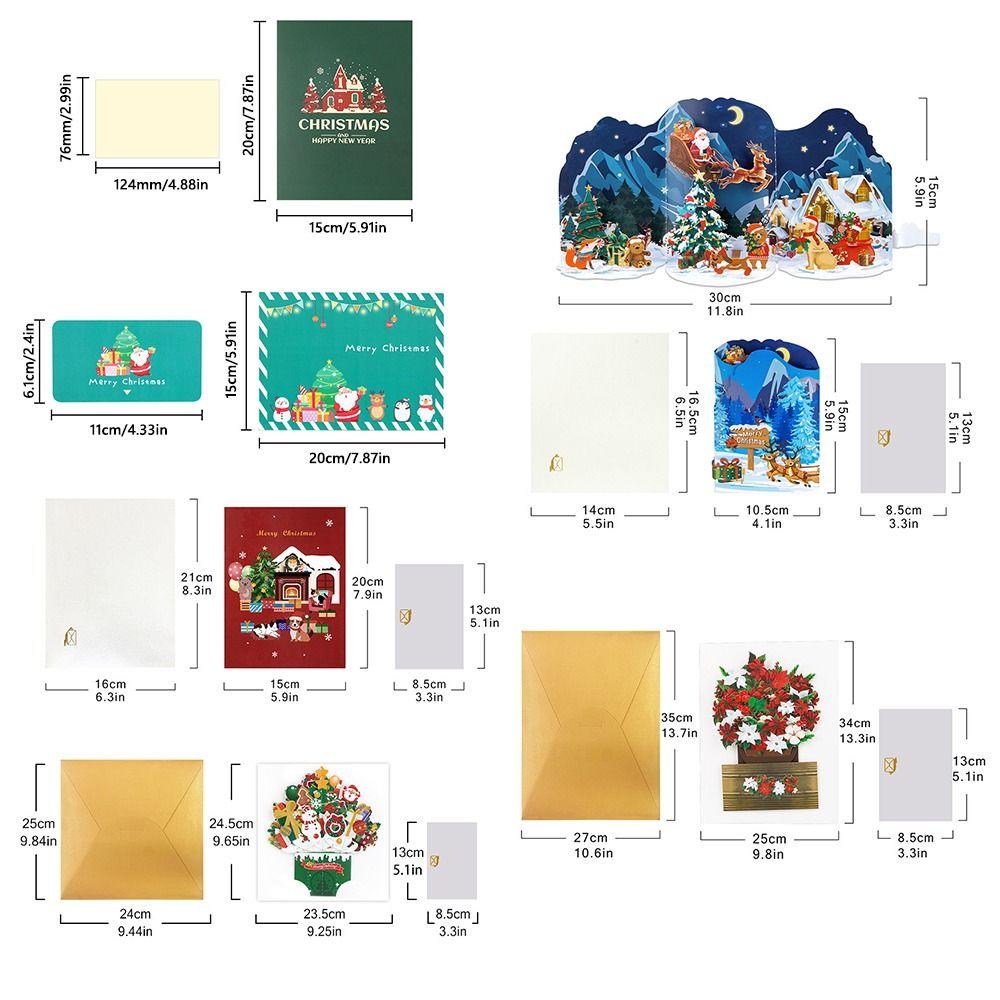Kreativ Flerfärgad Jul 3D Hälsningskort Pappersprydnader God Jul Postkort Hantverk Pop Up Lyckönskningskort Festival