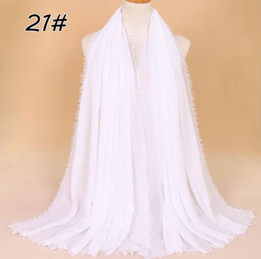 New Ethnic Oversize Muslim Crinkle Hijab Head Scarf Women Solid Bubble Cotton Shawls And Wraps Soft Big Linen Foulard Femme
