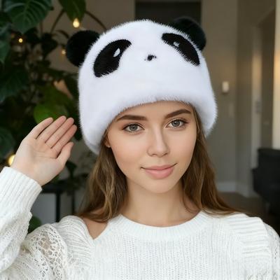 Winter Cartoon Panda Hat for Women Fashion Panda Ear Plush Hat Bonnets Women Winter Warm Thick Caps Hand Washable, and Lightweight