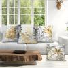 Vintage Gray And Gold Leaves Cushions Pillowcase Polyester Cushion Cover Throw Pillow Pillowcover Home Car Sofa Decor