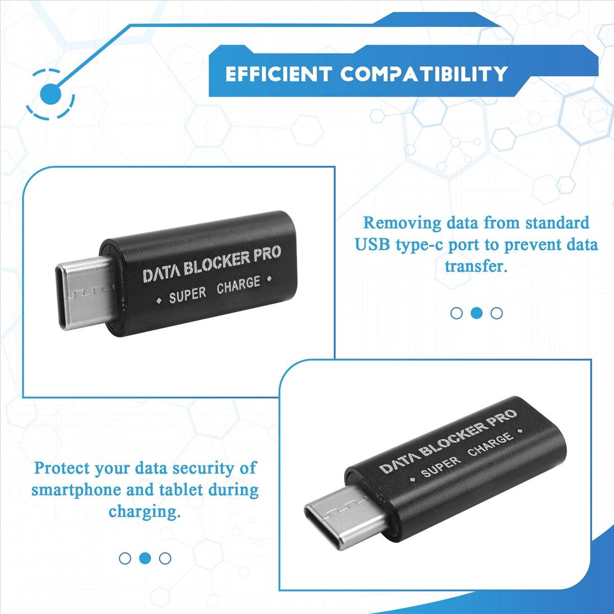 

2PCS USB Type-C Data Blocker USB-C Juice Jack Adapter Support Quick Charge(50V/5A) Stop Data Theft (Black) China Mainland