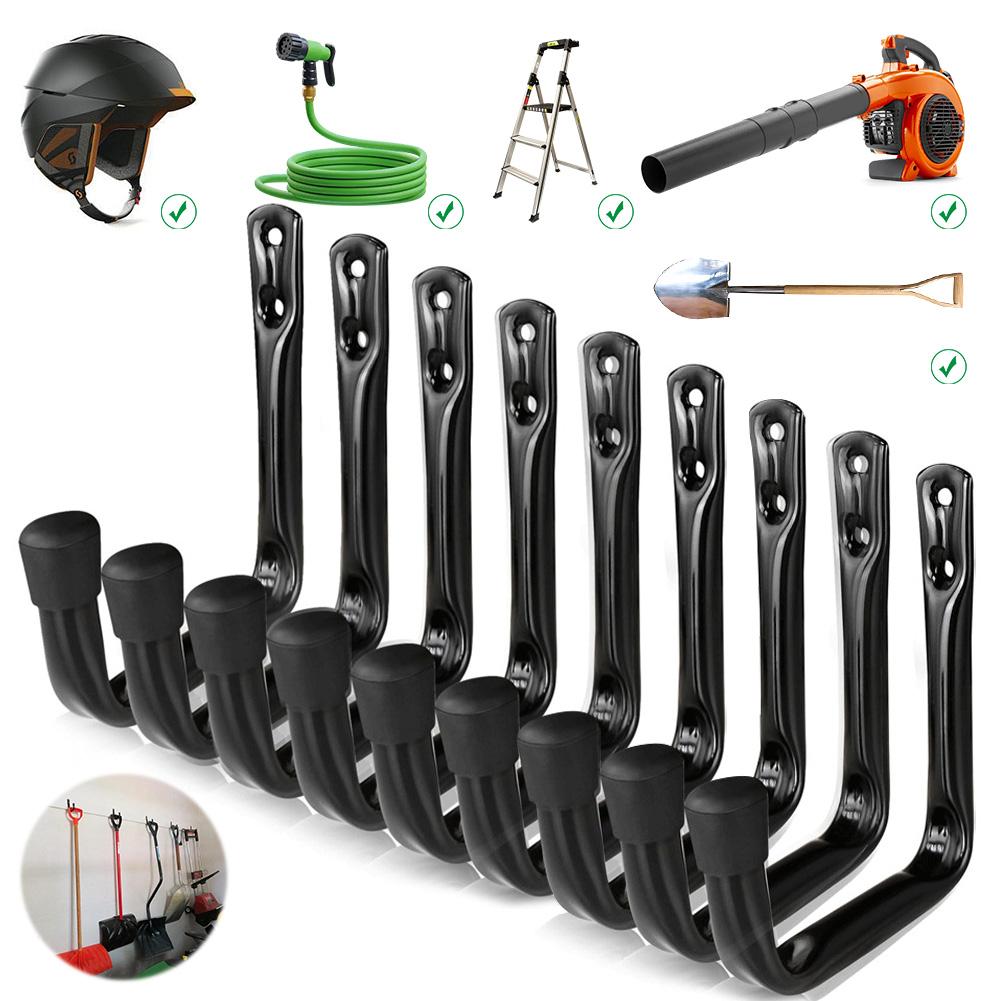 9PC Garage Hook Heavy Duty Wall Mount Hook Hanging Wall Mount Hanger for Ladder Extension Garden Tool
