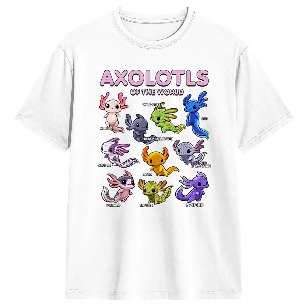 T-shirt da uomo Axolotl Kawaii Axolotl del Mondo Animali Axolotl Magliette in Cotone Manica Corta T-shirt Girocollo Abbigliamento