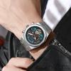 Automatic Men's Mechanical Watch for Sports 30M Water Resistant Stainless Steel Band Moon Phase Fluorescent Pointer Dial