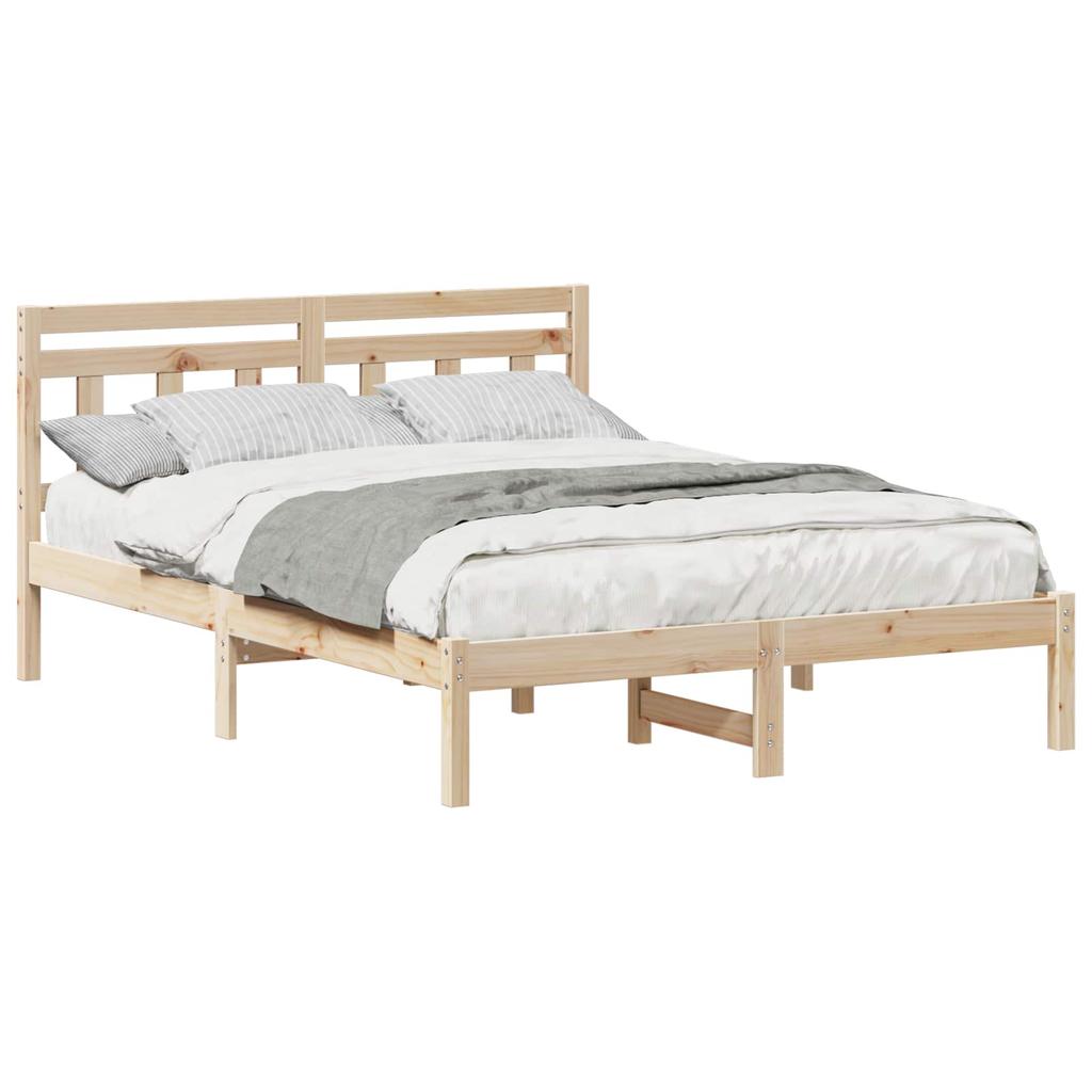Brown Bed Frame 120 x 200 cm Solid Pine Wood