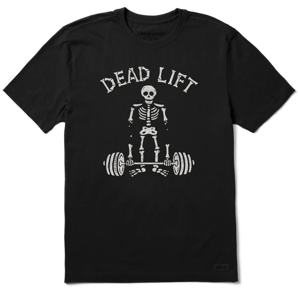 Life is Good. Men's Dead Lift Short Sleeve Crusher Tee, Faded Black