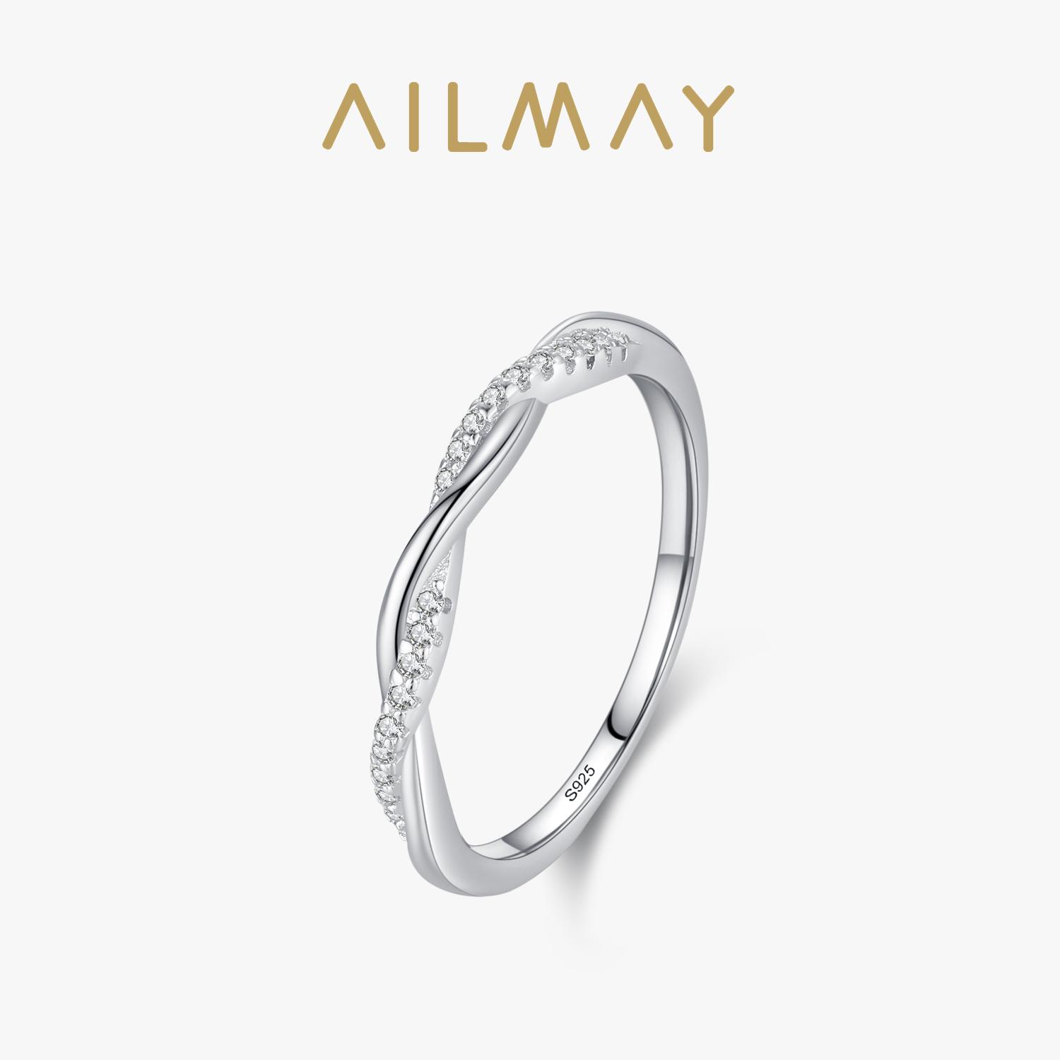 

Ailmay 925 Silver Fashion Shiny Zirconia Staggered Line Design Finger Ring For Women Wedding Statement Fine Jewelry 7