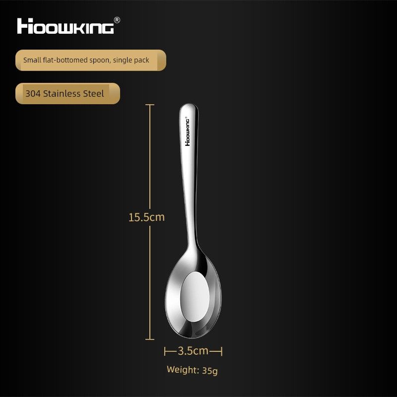 304 Stainless Steel Spoon, Thickened Children s Long-Handled Spoon, Mirror-Polished Stainless Steel, High-Quality Household Round-Headed Soup Spoon Trumpet