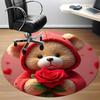 1PC Teddy Rose Office Round Area Rug,  Mat Suitable ForOffice, Under Office Chairs Bedroom Living Room Home Decor, Room Deco