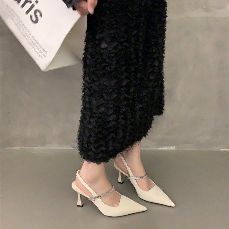 New European and American Summer Pointed Fairy Fashion Transparent String Rhinestone Satin Wine Glass and Bag Head Trend Versatile Sandals