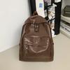 Soft leather schoolbag female college student leisure travel backpack male fashion large capacity leisure computer backpack