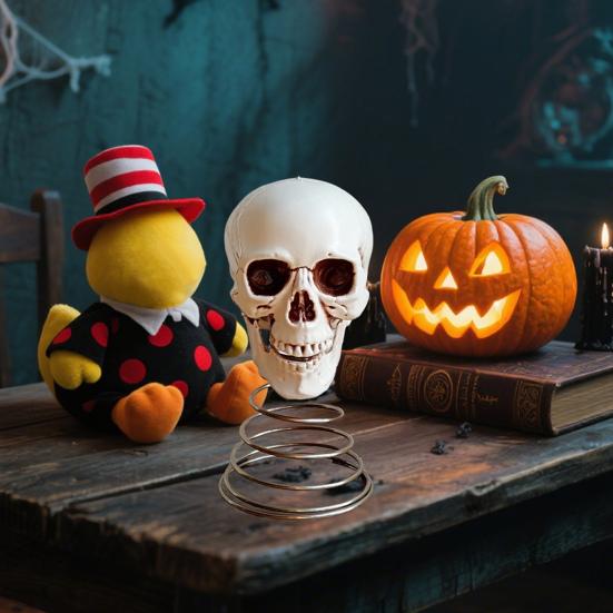 Halloween Skull Tree Topper Spooky Plastic Skeleton Christmas Tree Ornaments for Halloween Xmas Home Party Decor